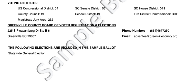 A cropped screenshot of a sample ballot